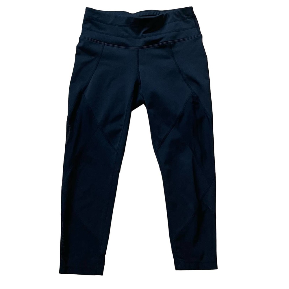 Athleta Black Mesh Sonar Crop Leggings Pants XXS Yoga Running